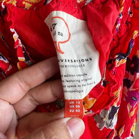 Anthropologie Red Floral Midi Dress - Picture 5 of 5